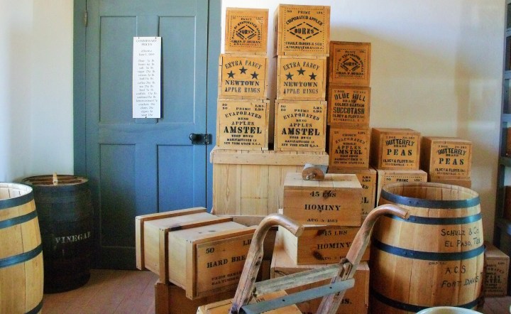 Some of the items available in the commisary at the fort back in the 1800s.