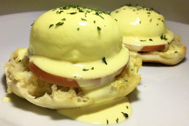 Eggs Benedict at home.