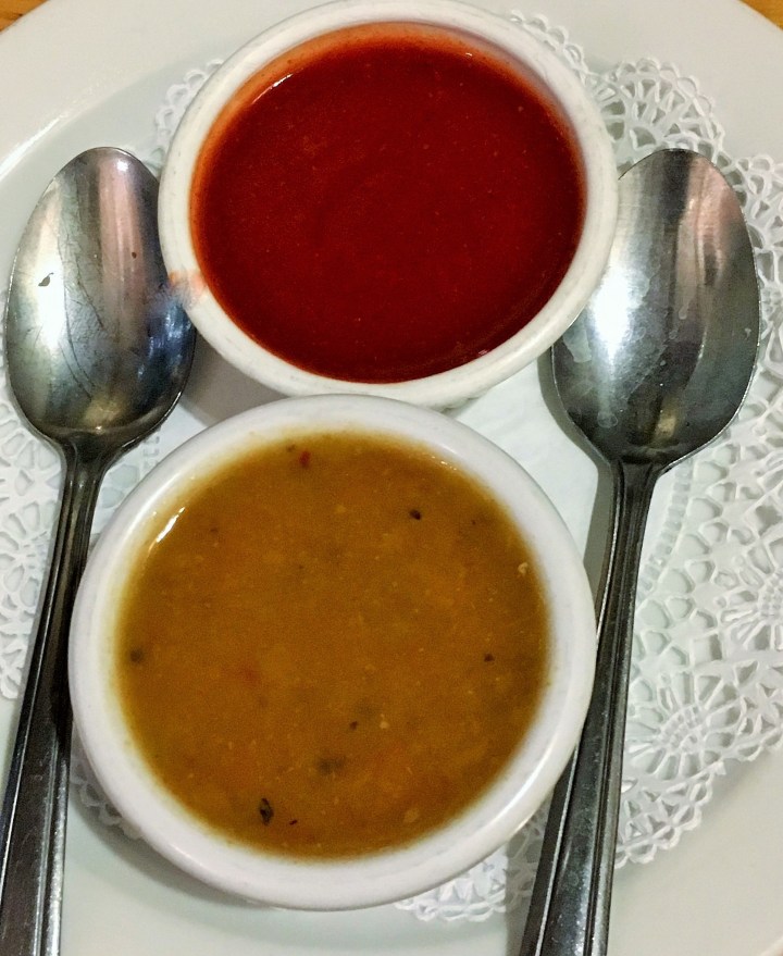 This is what you get when you order red and green on the side at restaurants in New Mexico.