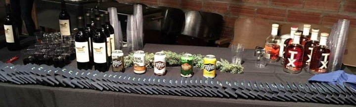 Wine, beer and whiskey... and King Land and Water koozies.