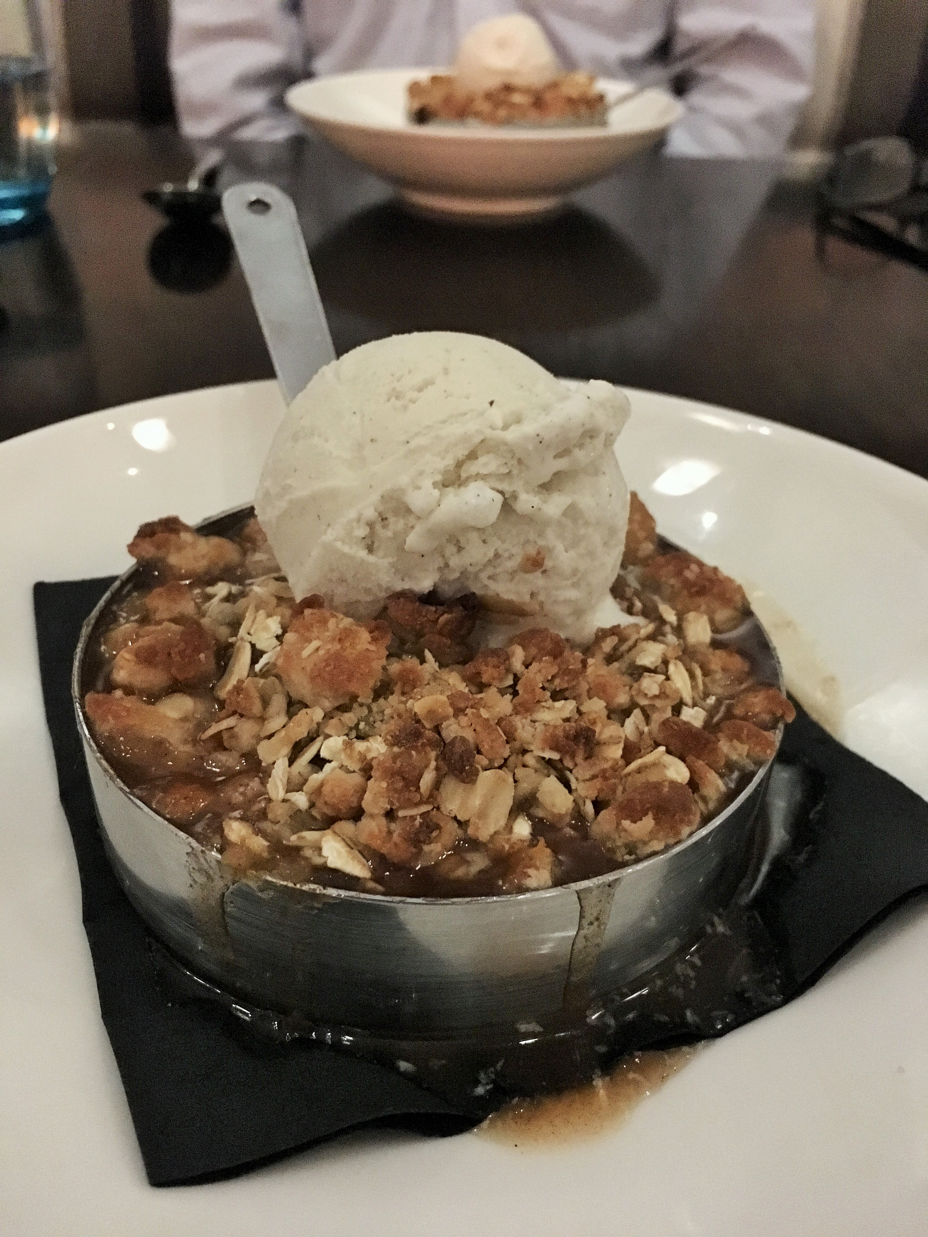 Seasonal Crisp of the Day... blueberry apple deliciousness topped with creamy vanilla ice cream.