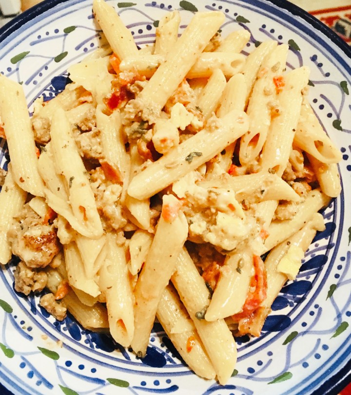 my bowl of mom's pasta carbonara, and yes, i ate the whole thing.