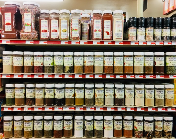 There are several more shelves of spices. I couldn't fit them all in one picture.