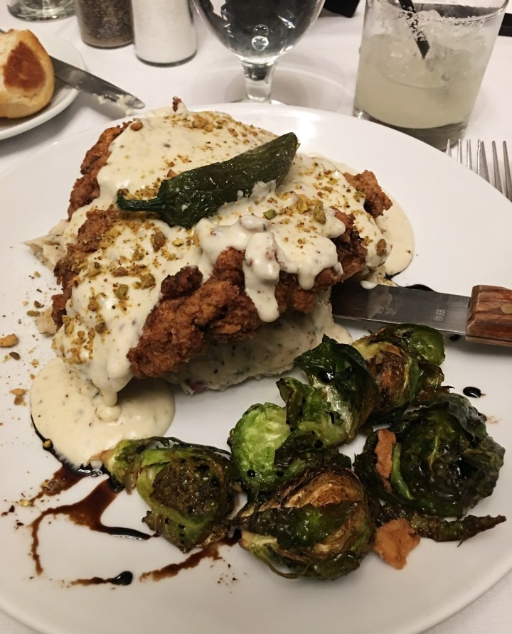 Pistachio Fried Steak - so delicious.