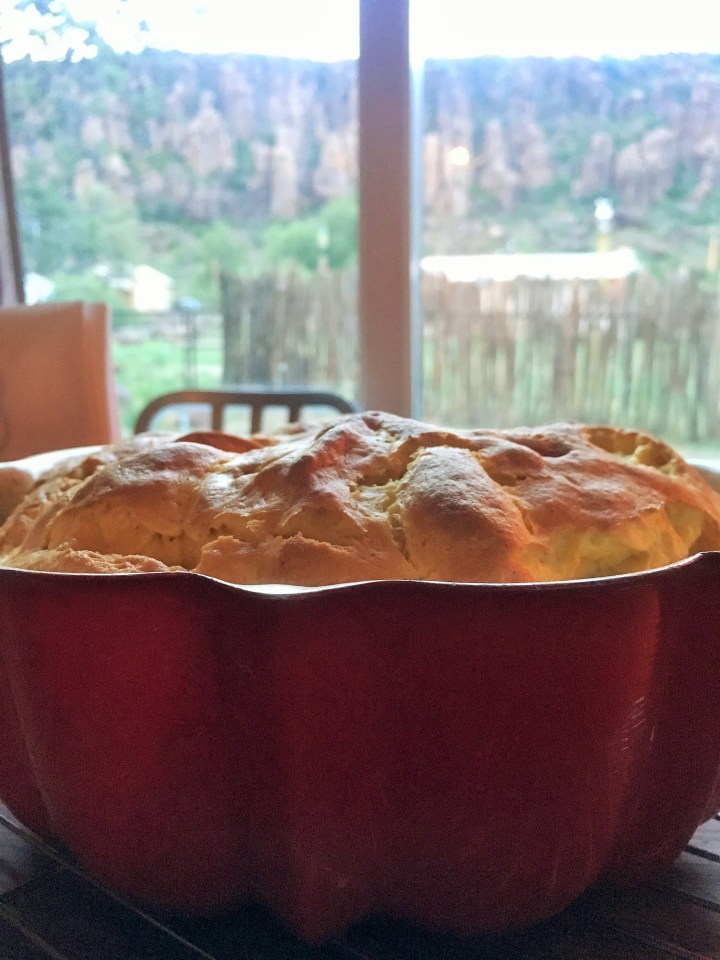 The tall, fluffy Bundt cake, right out of the oven...